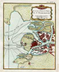 Plan De La Ville Et Port De St.Petersbourg