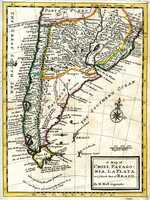 A Map Of Chili, Patagonia, La Plata And Ye South Part Of Brasil