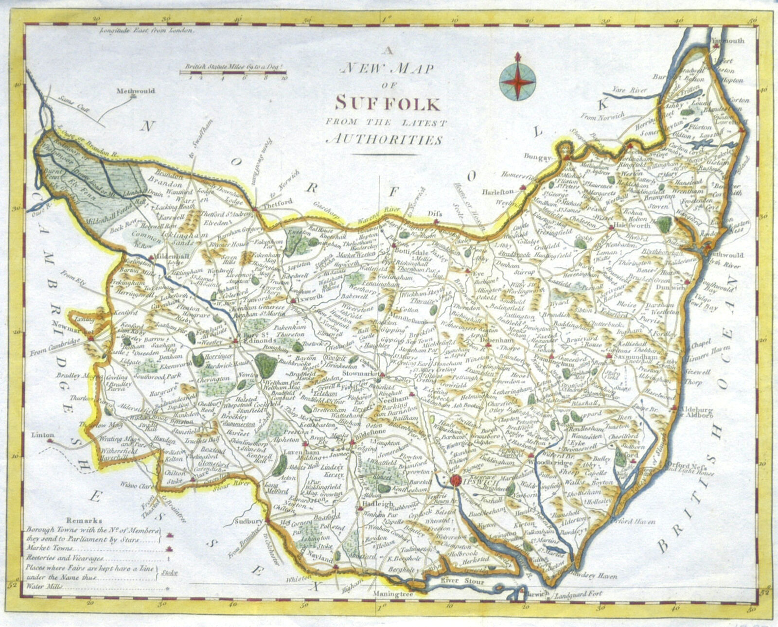 Jonathan Potter Map A New Map Of Suffolk From The Latest Authorities