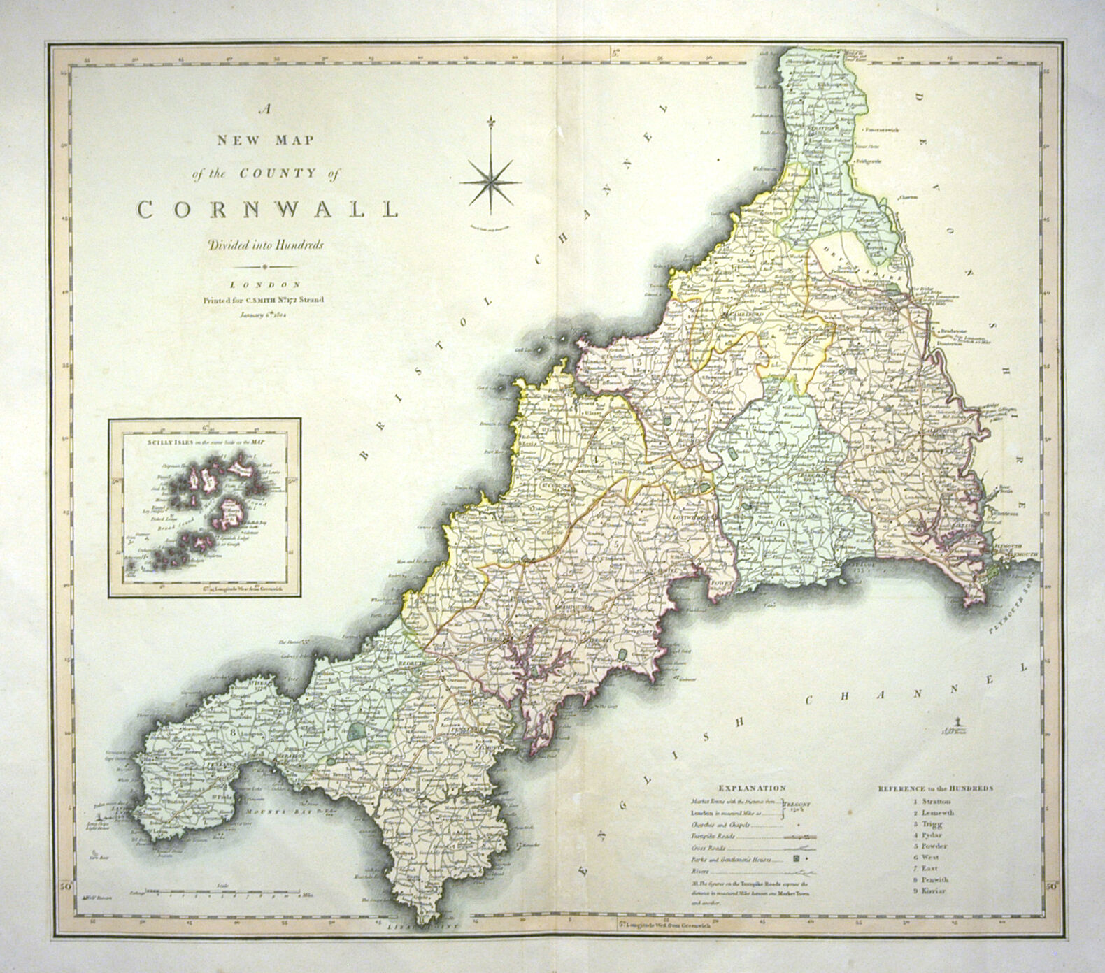 Jonathan Potter Map A New Map Of The County Of Cornwall Divided Into Hundreds