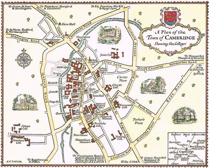 Jonathan Potter: Map : A Plan Of The Town of Cambridge showing the Colleges